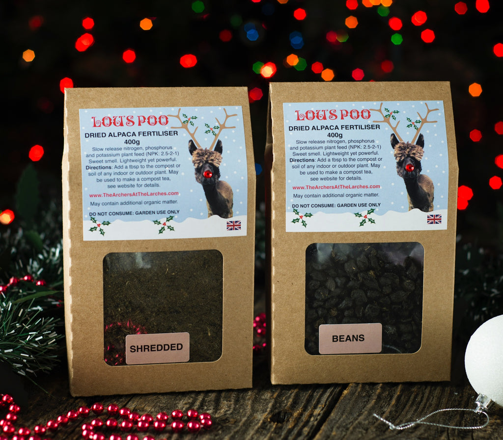 Lou's Poo, Dried Alpaca Fertiliser 400g (Christmas Limited Edition).